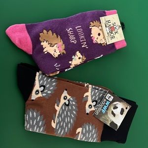 Two pair adorable hedgehog socks!